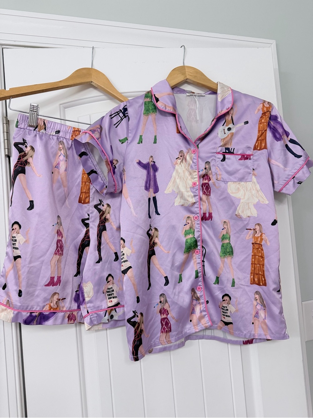 Taylor Swift Inspired Satin Pajama Set Lavender Youth Child XL Swiftie Sleepwear - Picture 7 of 9